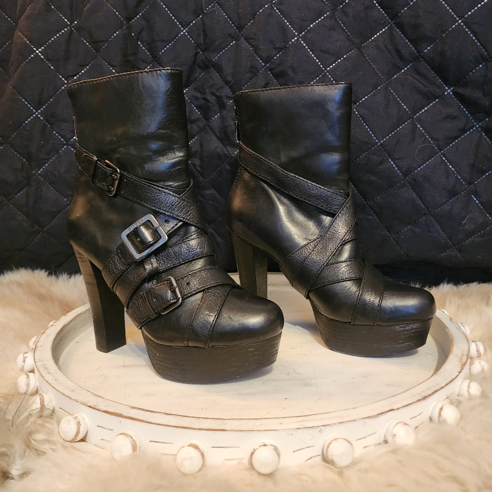 GUESS ~ Platform Ankle Boots w/Buckles